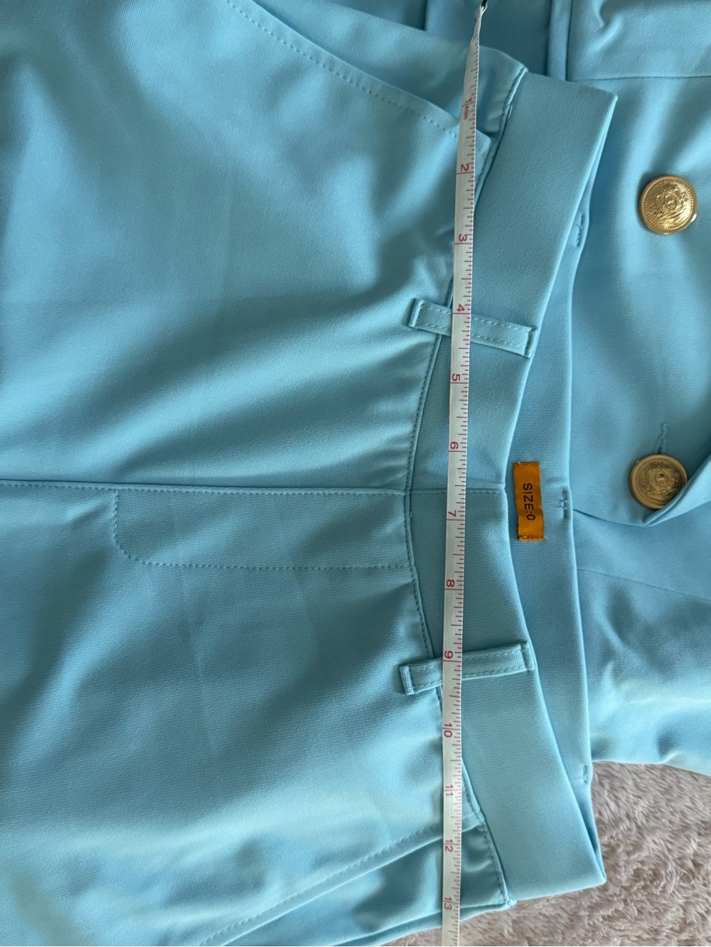 Tailored Sleeveless Light Blue Double-Breasted Pantsuit - Picture 14 of 15